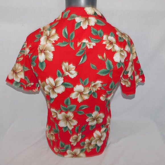 VTG KY's International Fashion Red White Hibiscus Floral Hawaiian Shirt Mens S - Picture 7 of 9